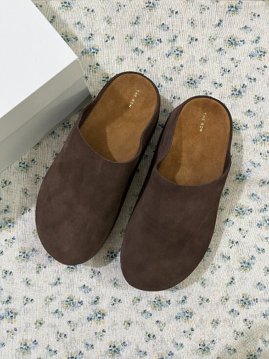 The Row Shoes - The Row Hugo Suede Mules Brown